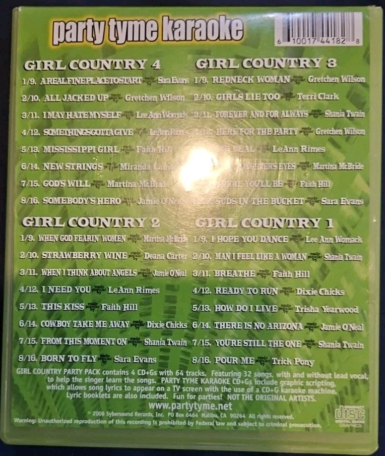Party Tyme Karaoke: Girl Country Party Pack by Sybersound (CD, 2006)