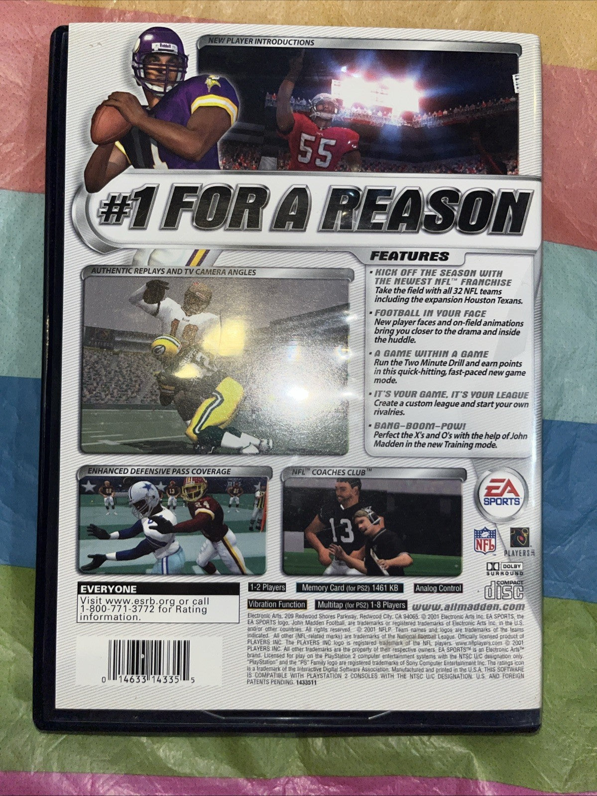 Madden 2002 Football (PS2) Tested. Manual + Reg. Original Case