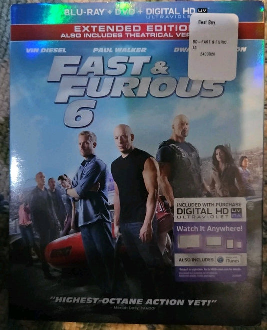 Fast & Furious 6 (Blu-ray, 2013) New. No Digital Download