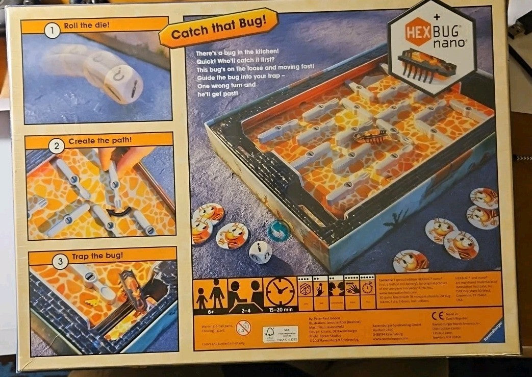 NEW! SEALED! Ravensburger: Bugs in the Kitchen Board Game With Hex Bug Nano Kids