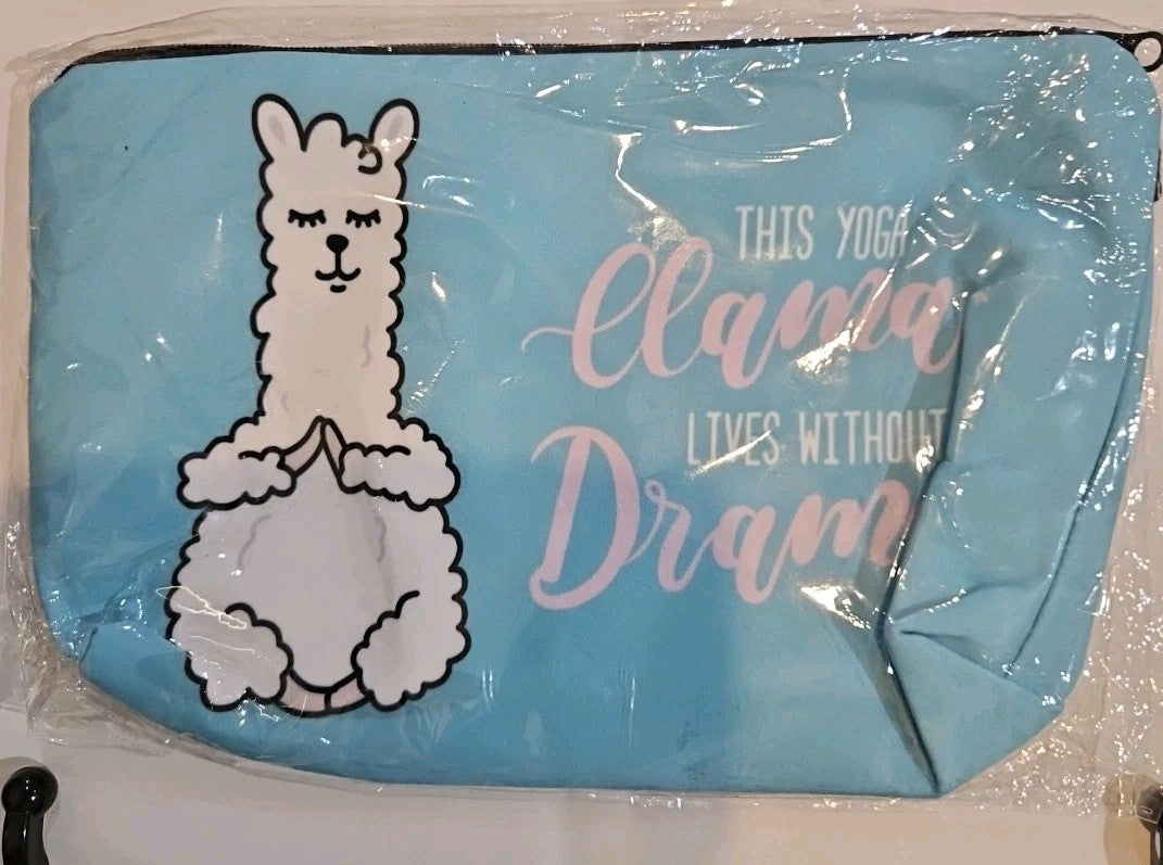 This Yoga Llama Lives Without Drama Zip Pouch 8" X 5"