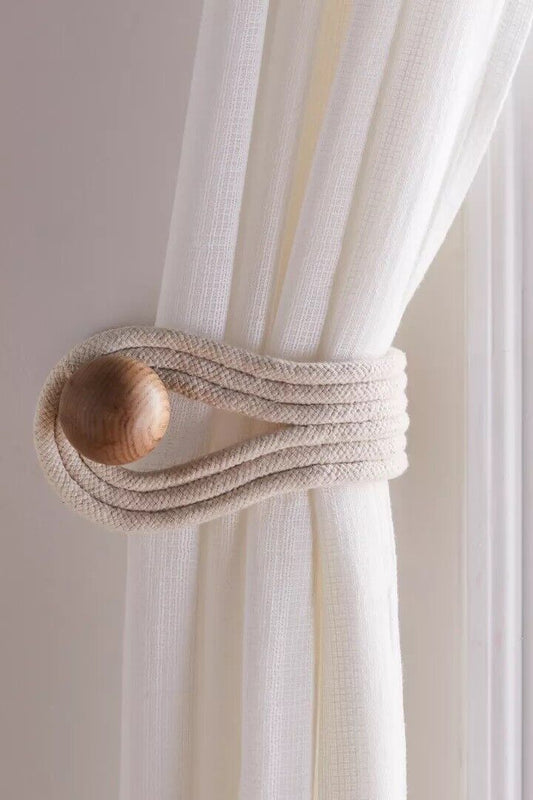 Solid Oak Curtain Hold Back Pair