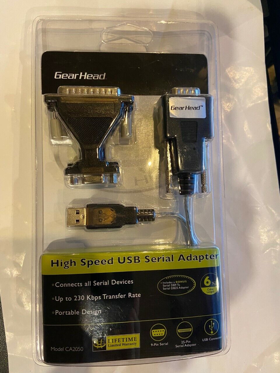 Gear Head 6ft USB to DB9 / RS232 / DB25 Cord Adapter Set 