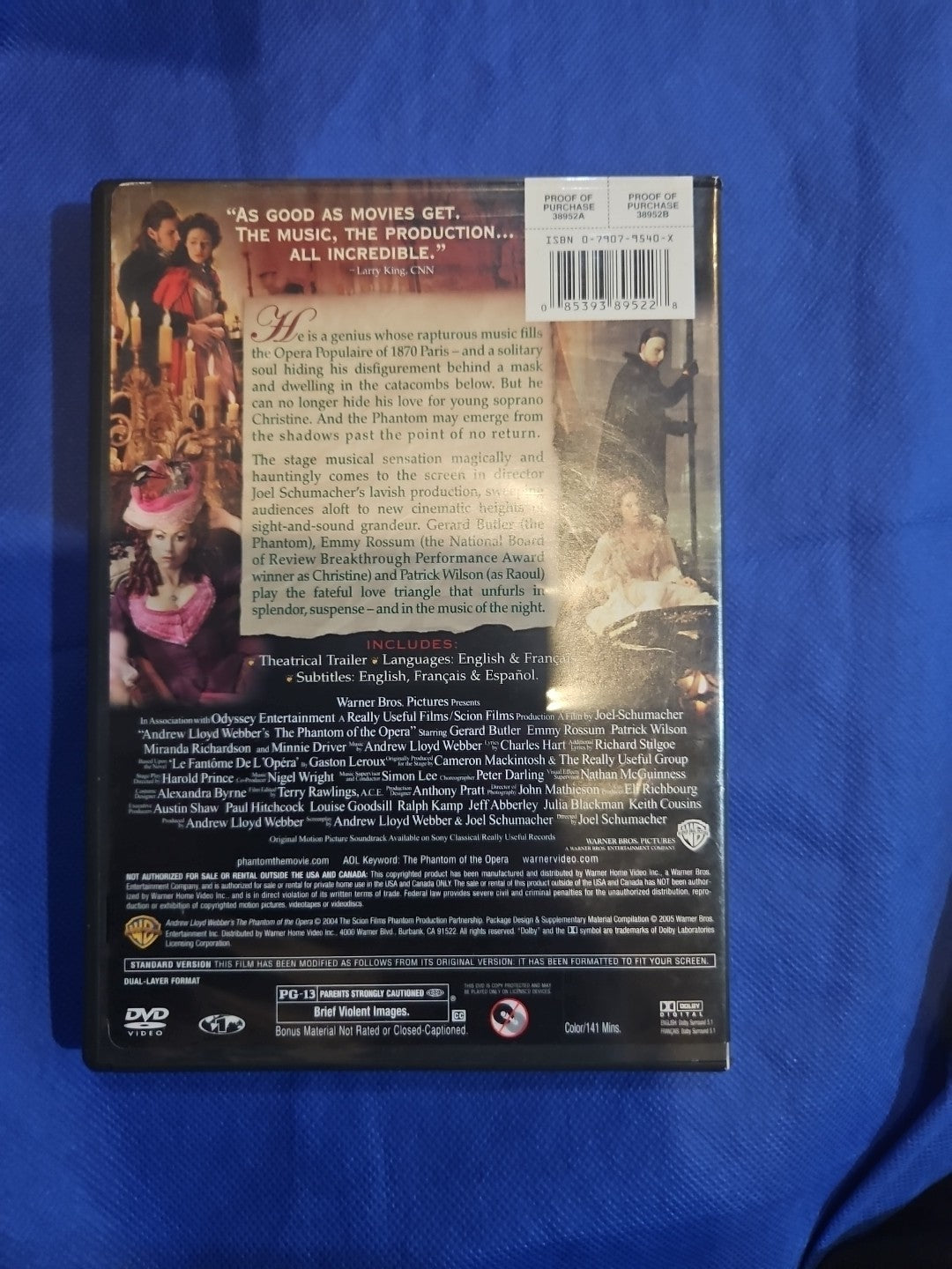 Andrew Lloyd Webbers The Phantom of the Opera (DVD, 2005, Full Frame) Sealed