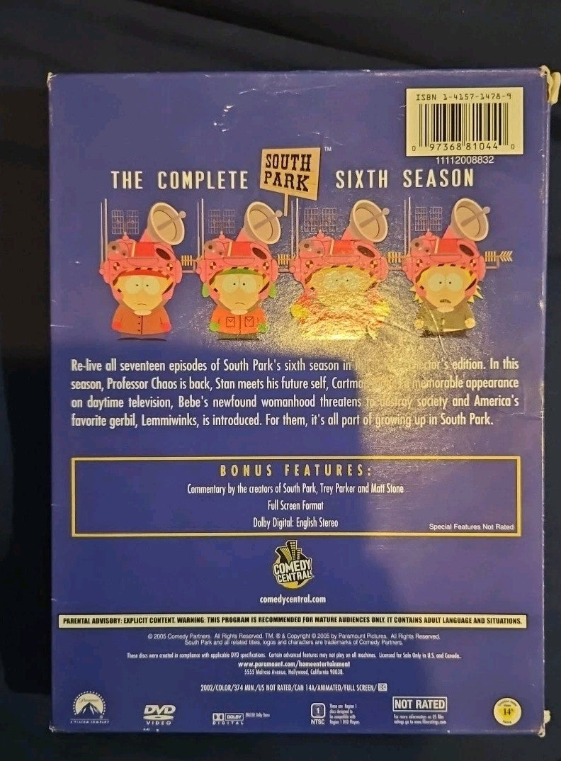 South Park: the Complete Sixth Season (DVD, 2002)