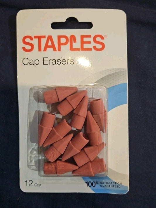 Staples Pencil Cap Erasers Fits Most Wood Pencils Red