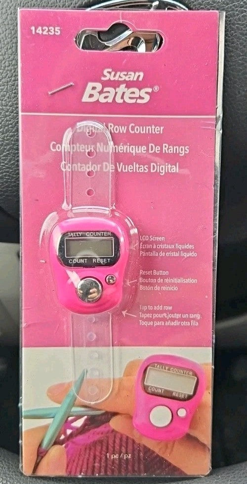 Pink Digital Row Counter with Adjustable Finger Strap for Crocheting and Knit...