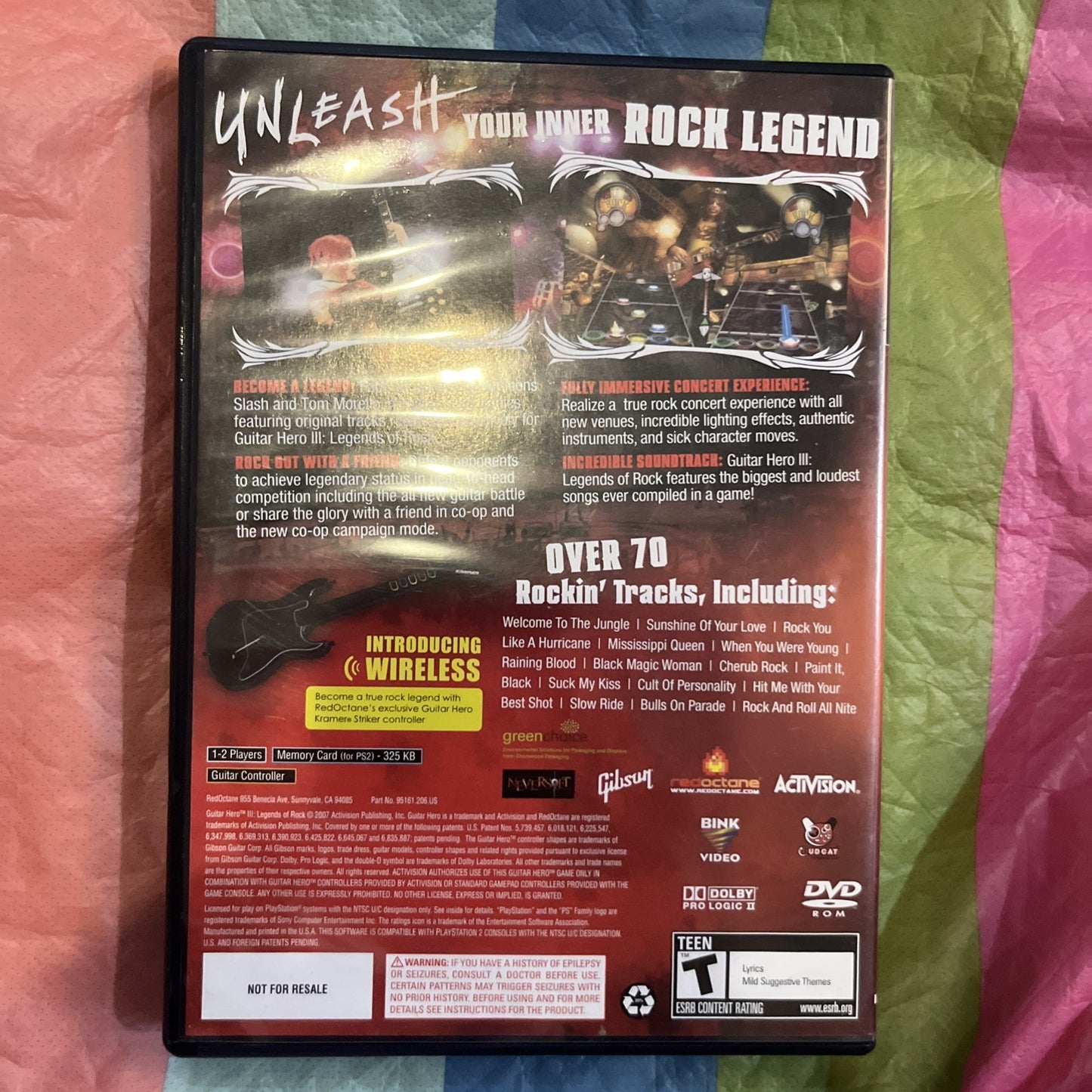 Guitar Hero III Legends Of Rock (PS2). Manual, Tested, Original Case