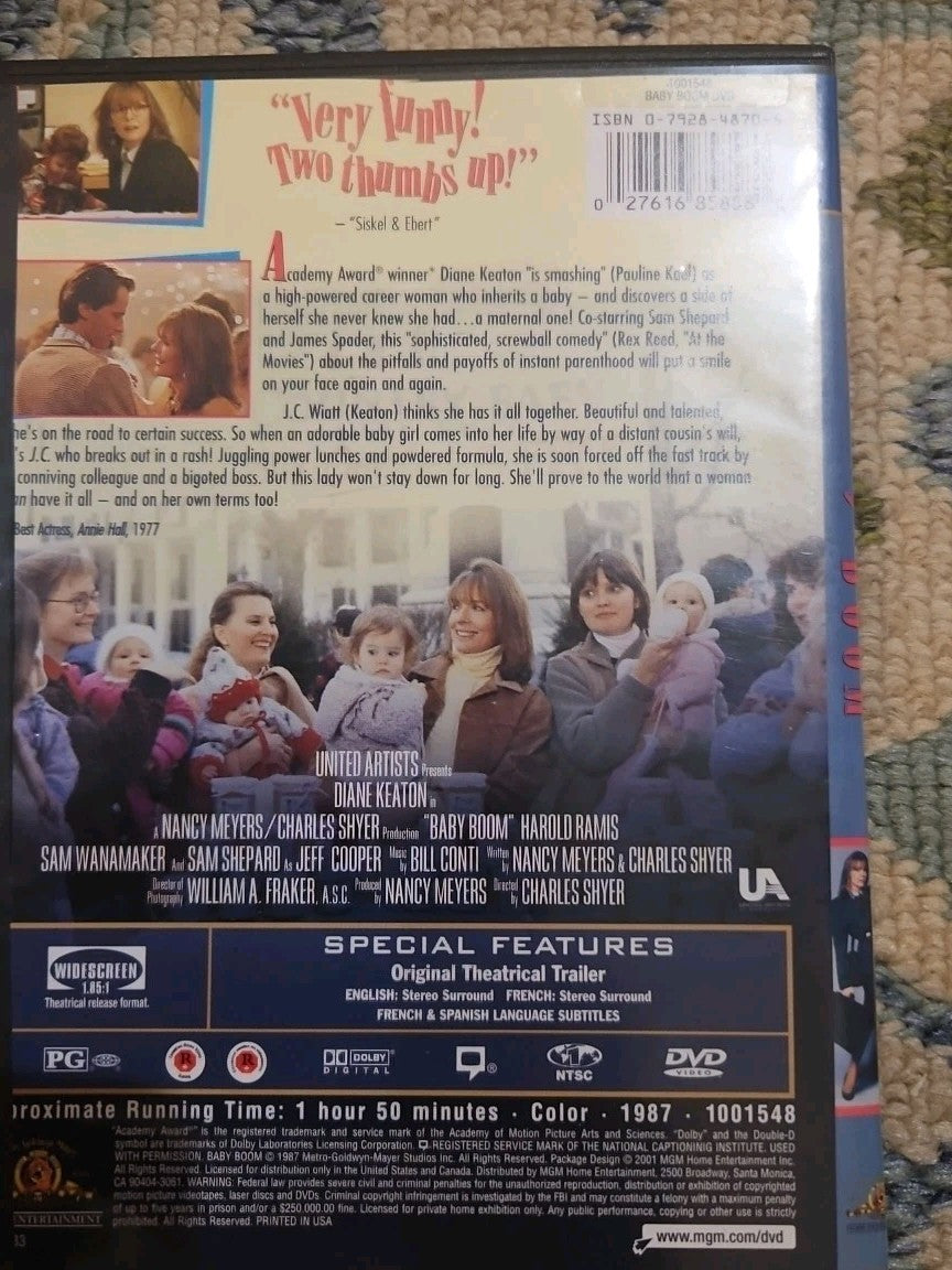Baby Boom (DVD, 1987) Tested slim case cropped artwork.