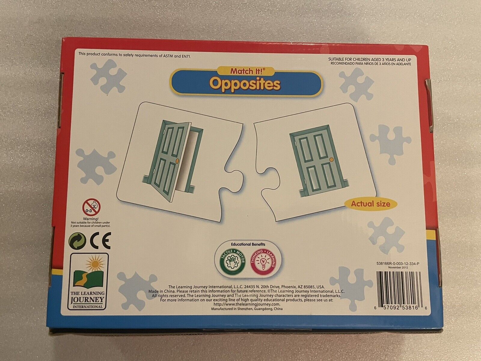 The Learning Journey Match It! Opposites - 30 Self Correcting Puzzle Sets - 3+