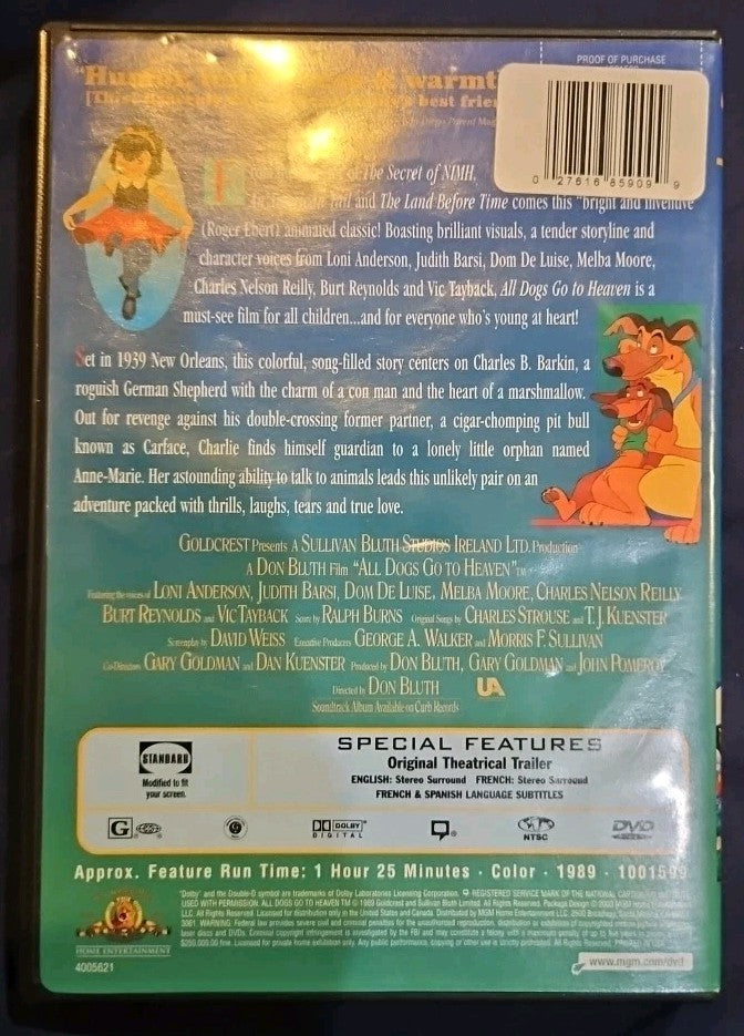 All Dogs Go to Heaven (DVD, 1989) New Sealed