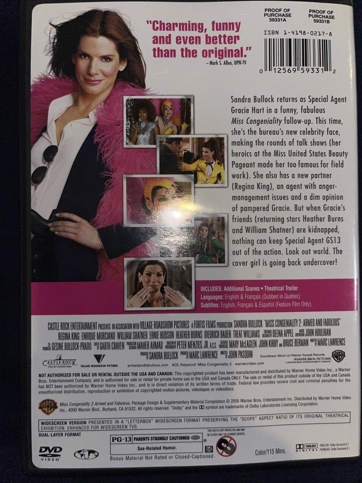 Miss Congeniality 2: Armed and Fabulous (DVD, 2005, Widescreen) Sealed