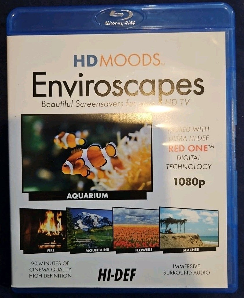 New HD MOODS Enviroscapes Screensaver Blu-Ray FIRE MOUNTAINS BEACH FLOWER Sealed