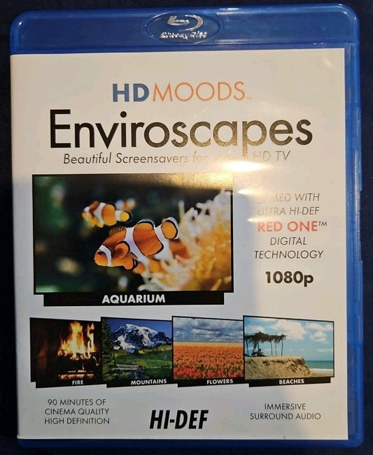 New HD MOODS Enviroscapes Screensaver Blu-Ray FIRE MOUNTAINS BEACH FLOWER Sealed