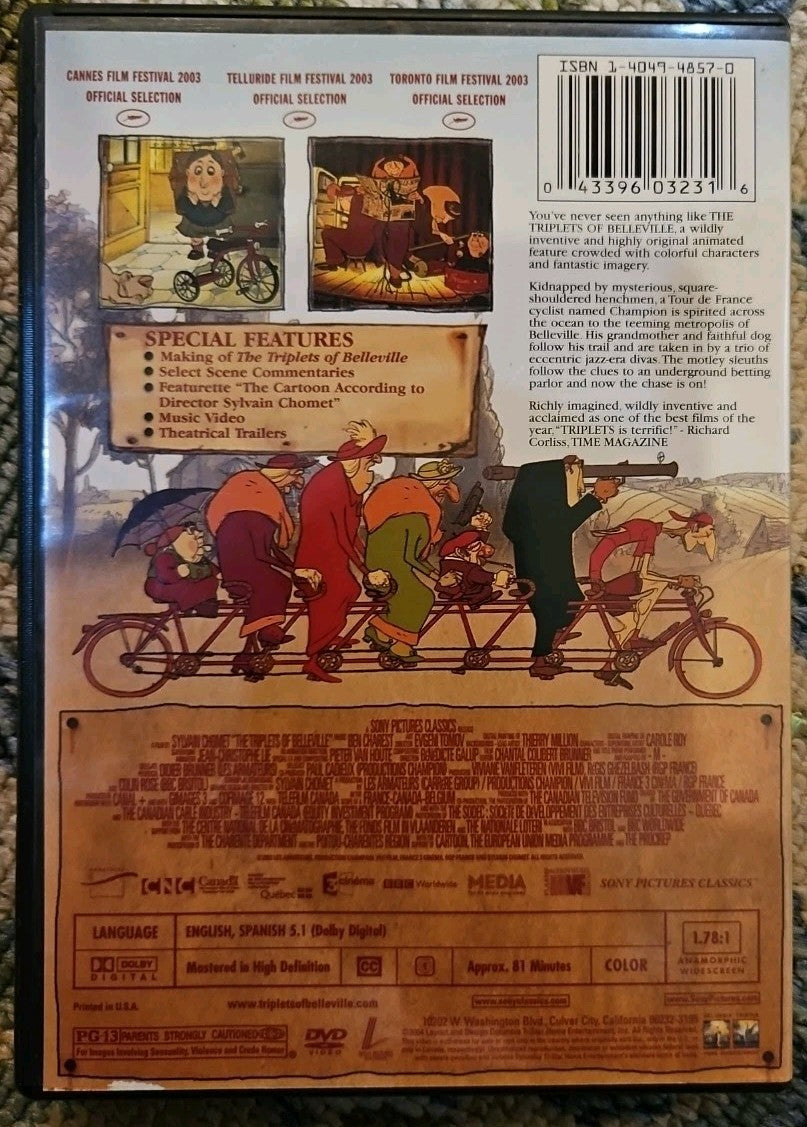 The Triplets of Belleville (DVD, 2003) Tested. New Case. Sealed
