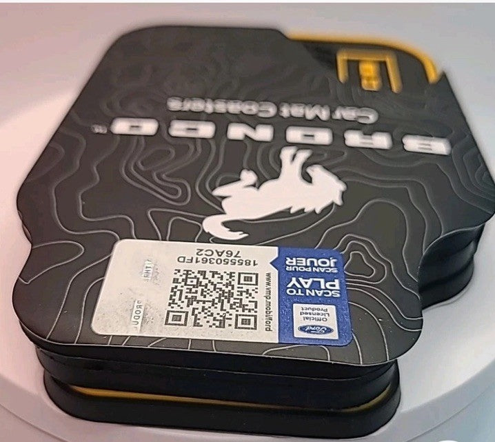 4 Pack Ford Bronco Rubber Floor Car Mat Drink Coasters Official Licensed New