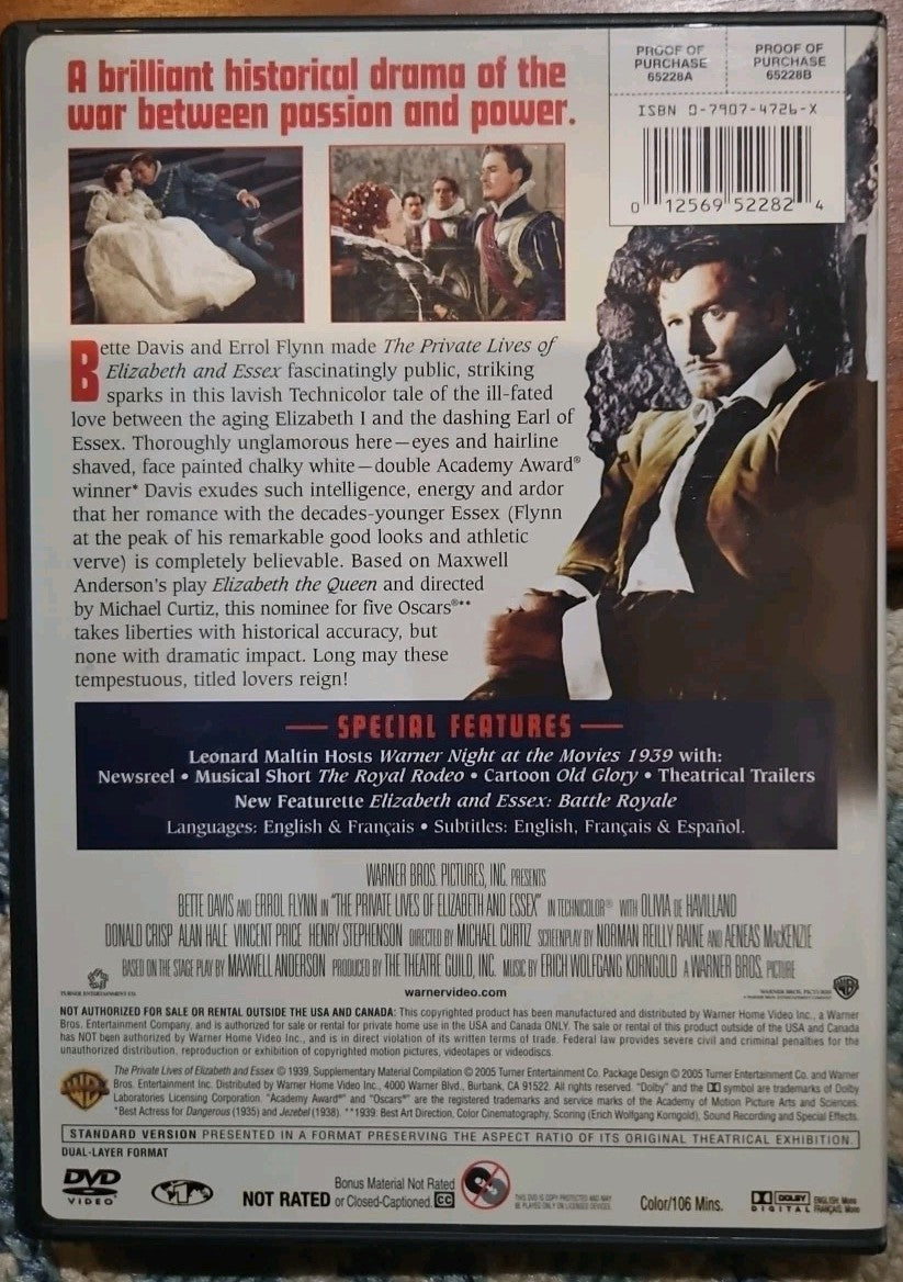 The Private Lives of Elizabeth  Essex (DVD, 2005) Brand New Sealed