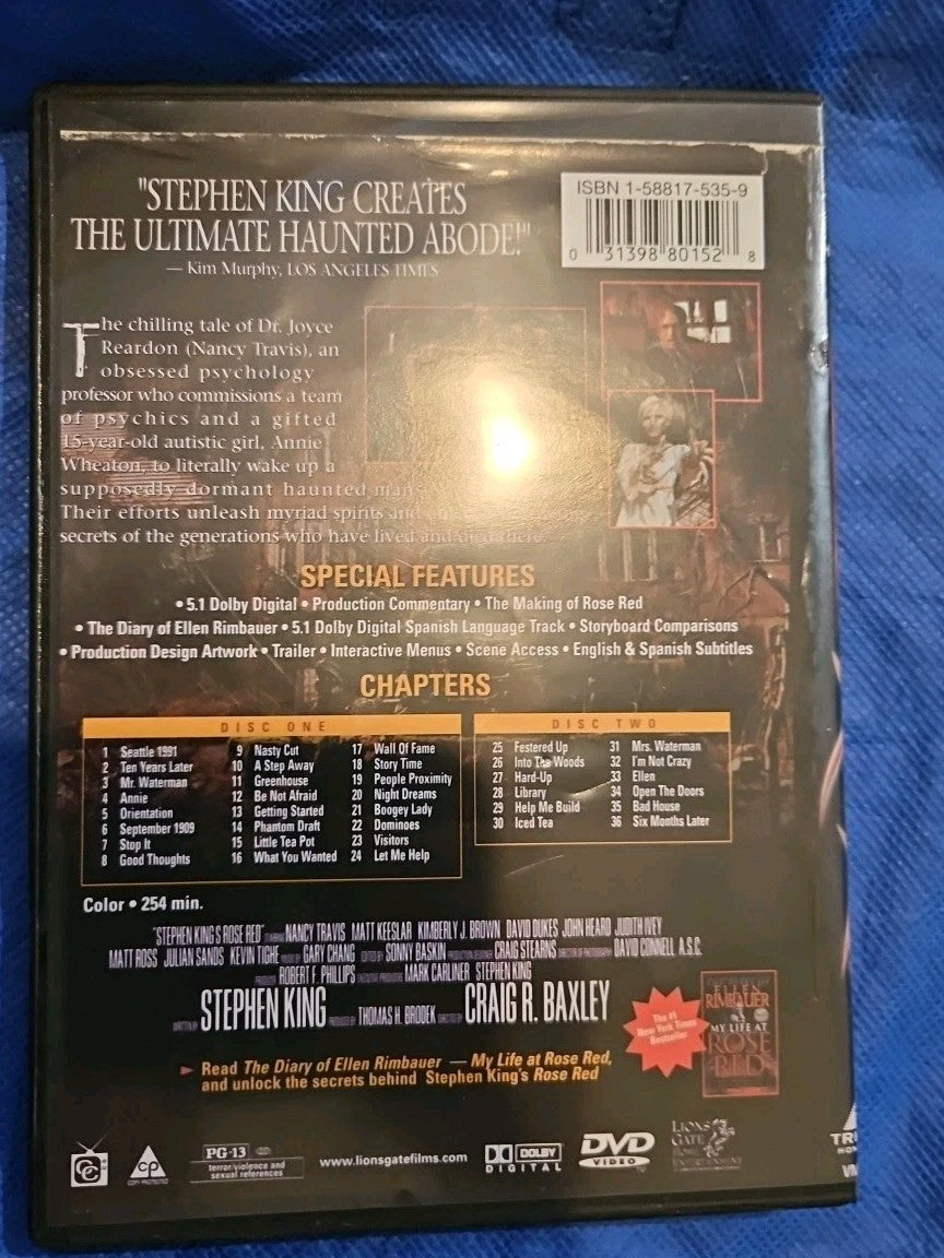 Rose Red (DVD, 2002, 2-Disc Set, Deluxe Edition) Slimcase. Artwork Cut. Tested