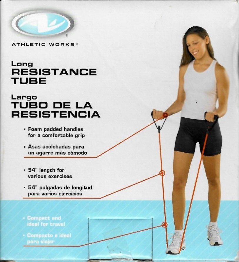 Athletic Works Long Resistance Tube Bands 54' Long Padded Handles
