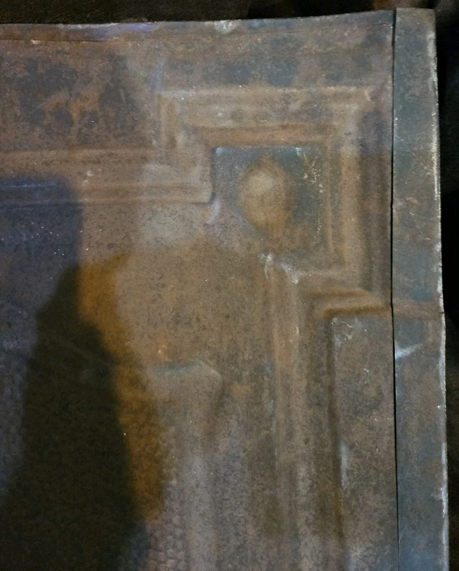 Bronze Colored Stamped Steel Fireplace Antique Cover