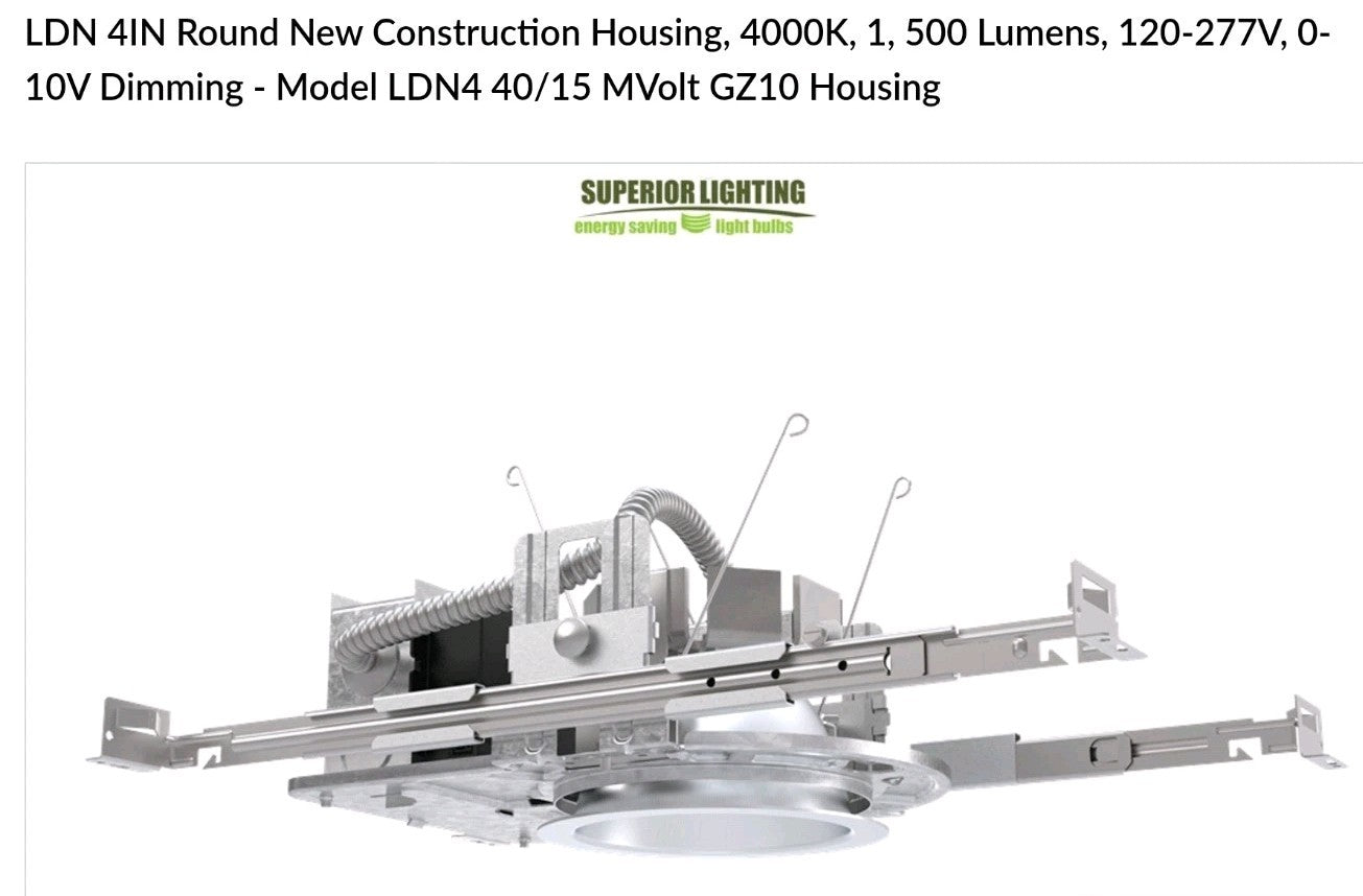 Lithonia Lighting LDN4 40/15 MVolt GZ10 Housing 60hz 17.5w 120-277v NEW Save 25%