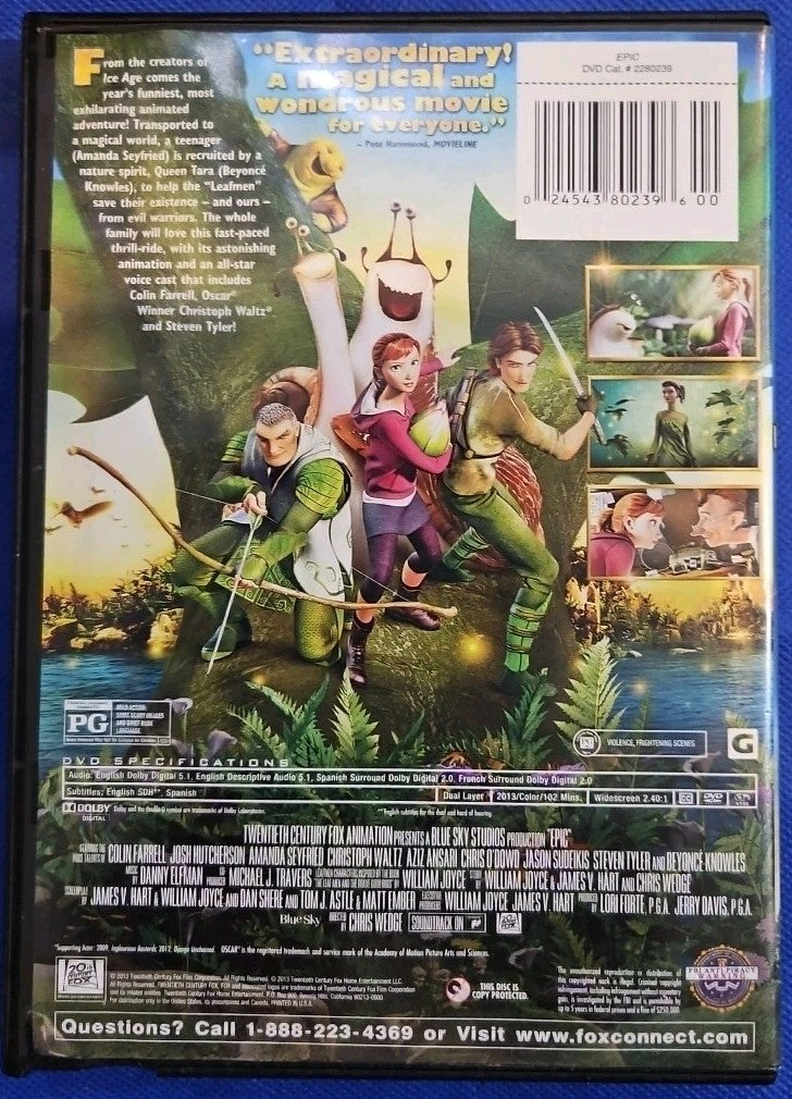 Epic (DVD) Rental Exclusive. Tested. No Scratches. New Case. Resealed