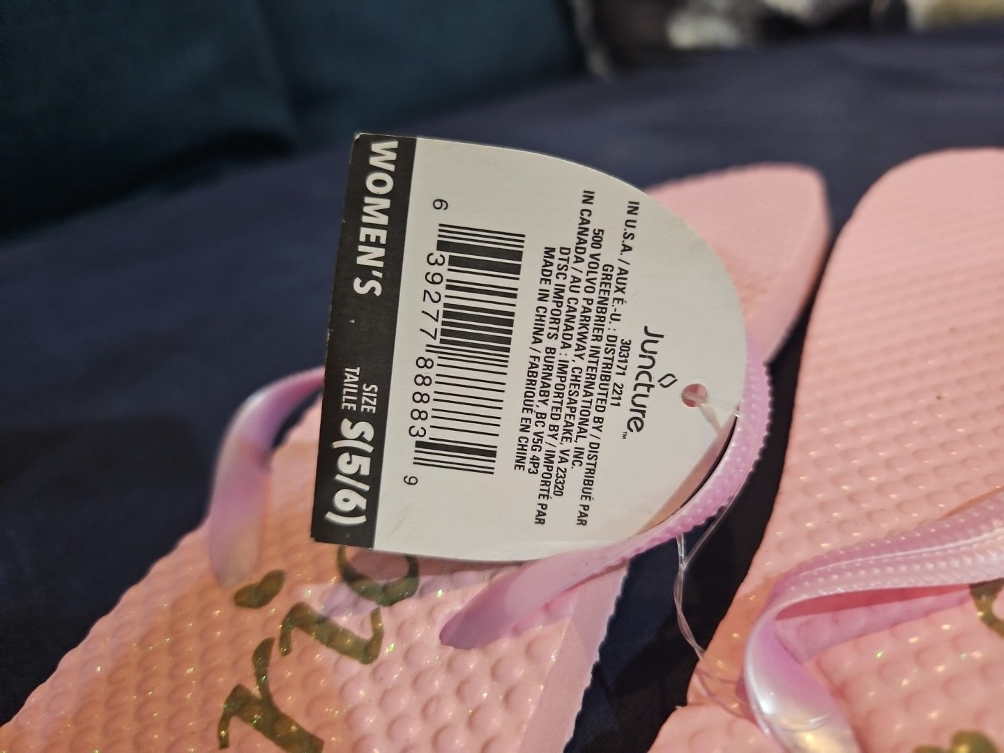 Bridesmaid Gold Glitter Flip Flops Size 5/6 New