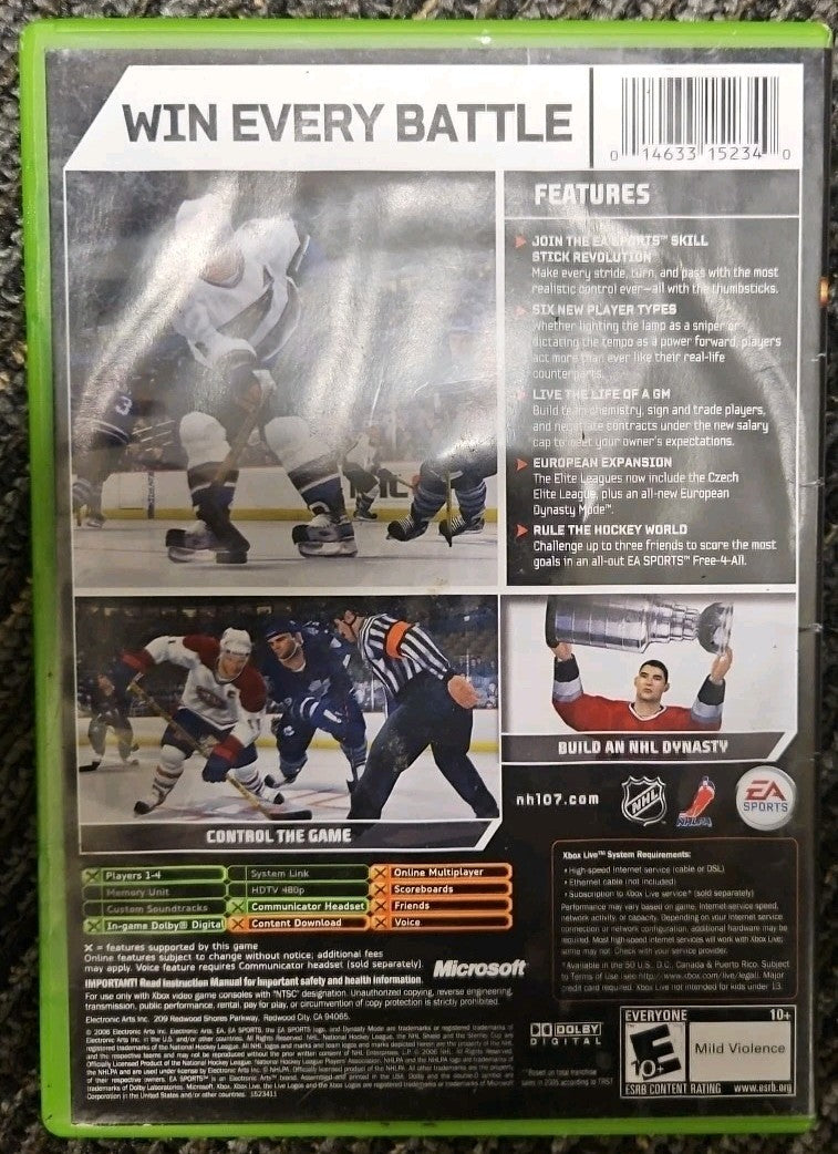 NHL 07 (Xbox) Tested. No Scratches. New Case