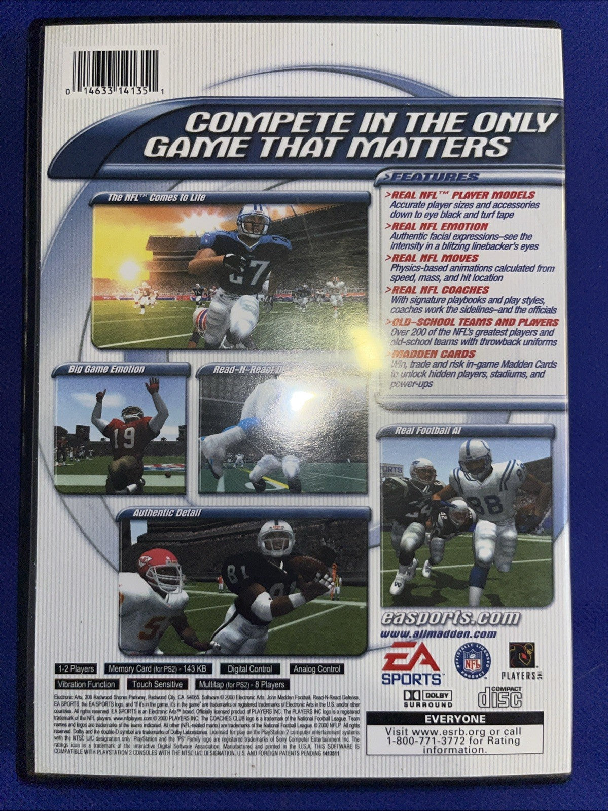 Madden 2001 Football (PS2) Original Case + Manual + Reg Card + Tested Disc. Mint