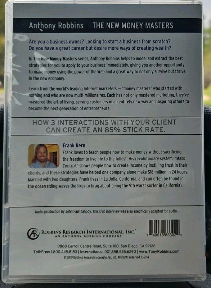 Anthony Robbins: The New Money Masters with Frank Kern (DVD/CD, 2009) NEW