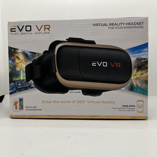 EVO VR - Virtual Reality Headset for All Smartphones - IOS & Android - Black