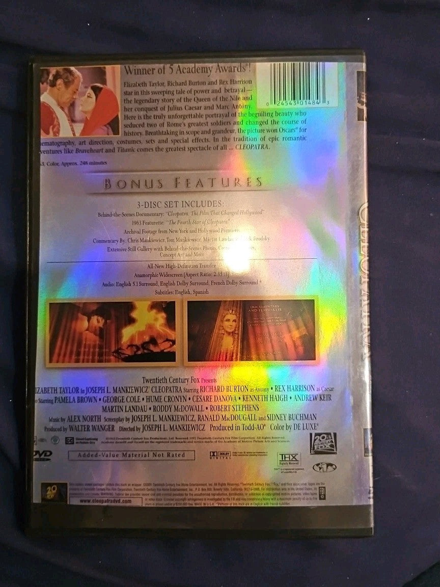 Cleopatra Elizabeth Taylor DVD 1963 3 Disc Set Slimcase. Cropped Sleeve