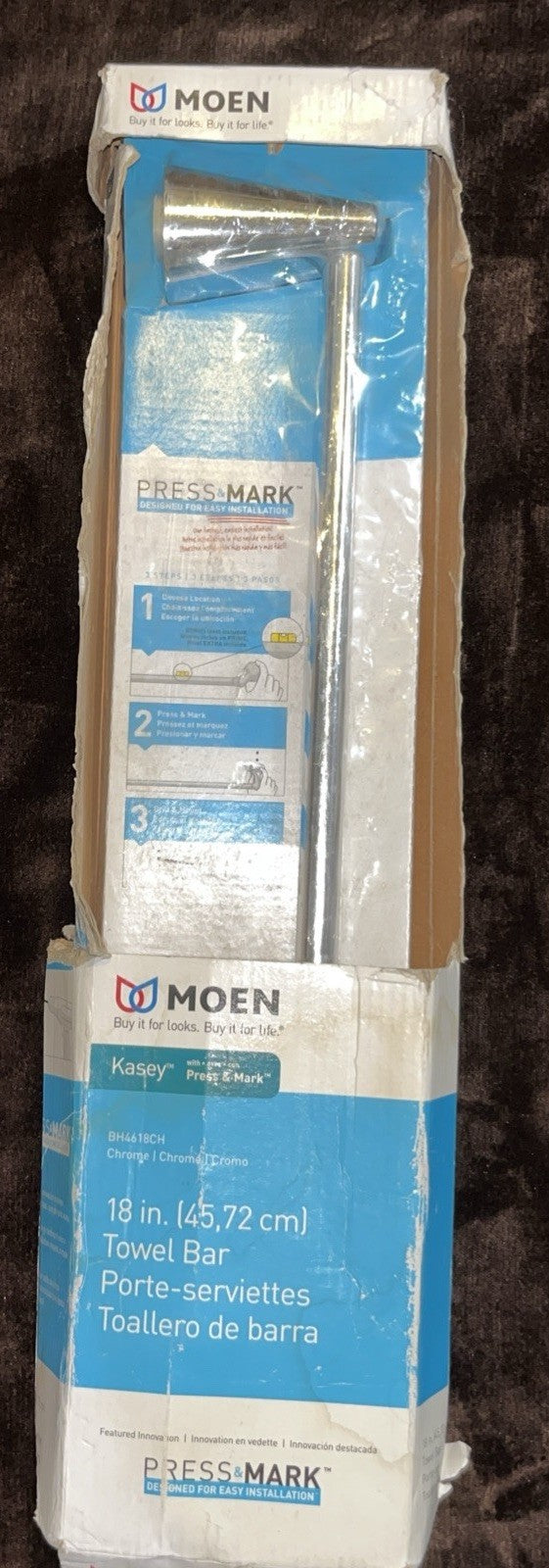 Moen Kasey 18" Wall Mount Single Towel Hanger Bar, Chrome