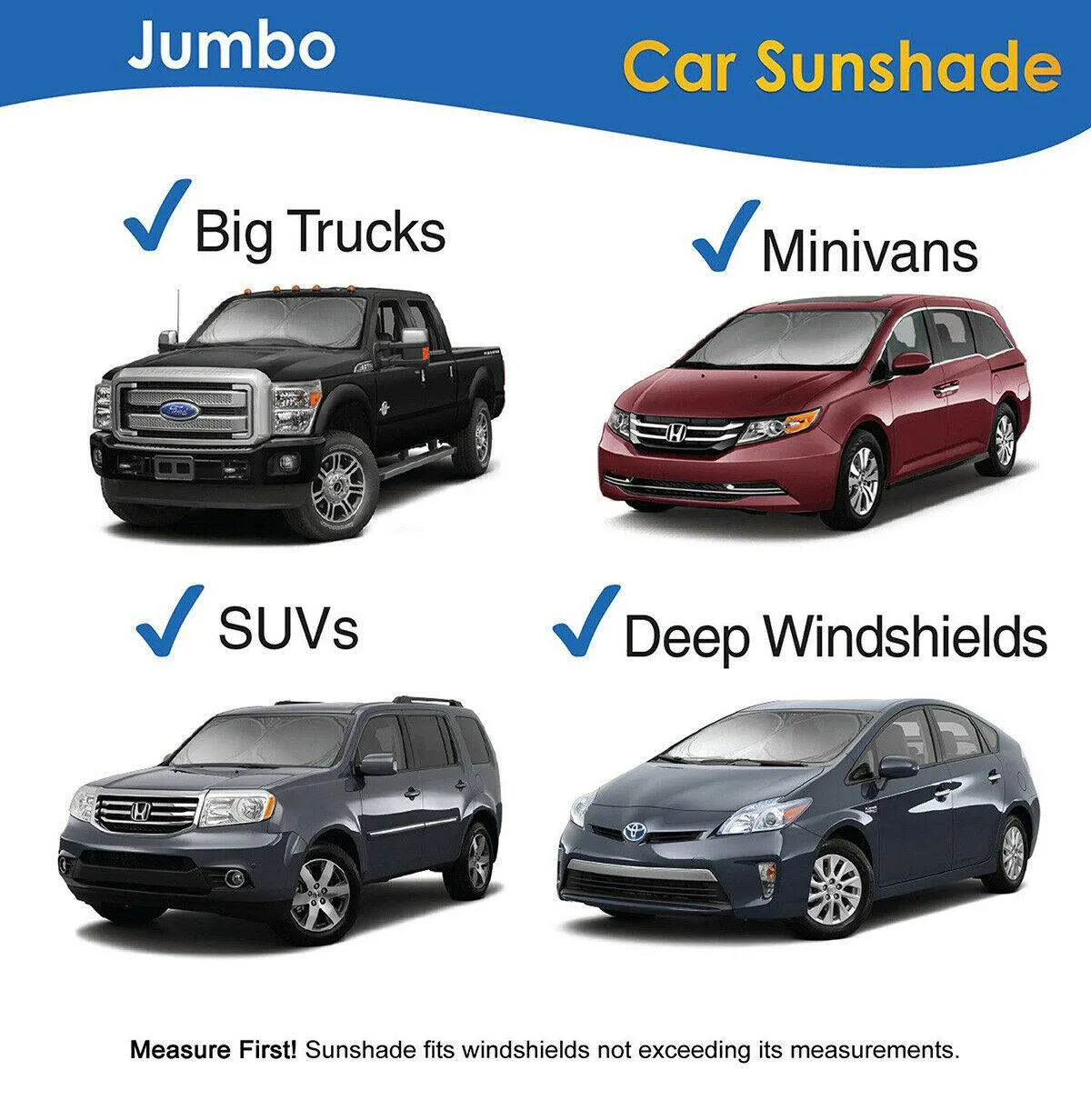 Indoor / Outdoor Car Truck Van Large Windshield Foldable Window Visor
