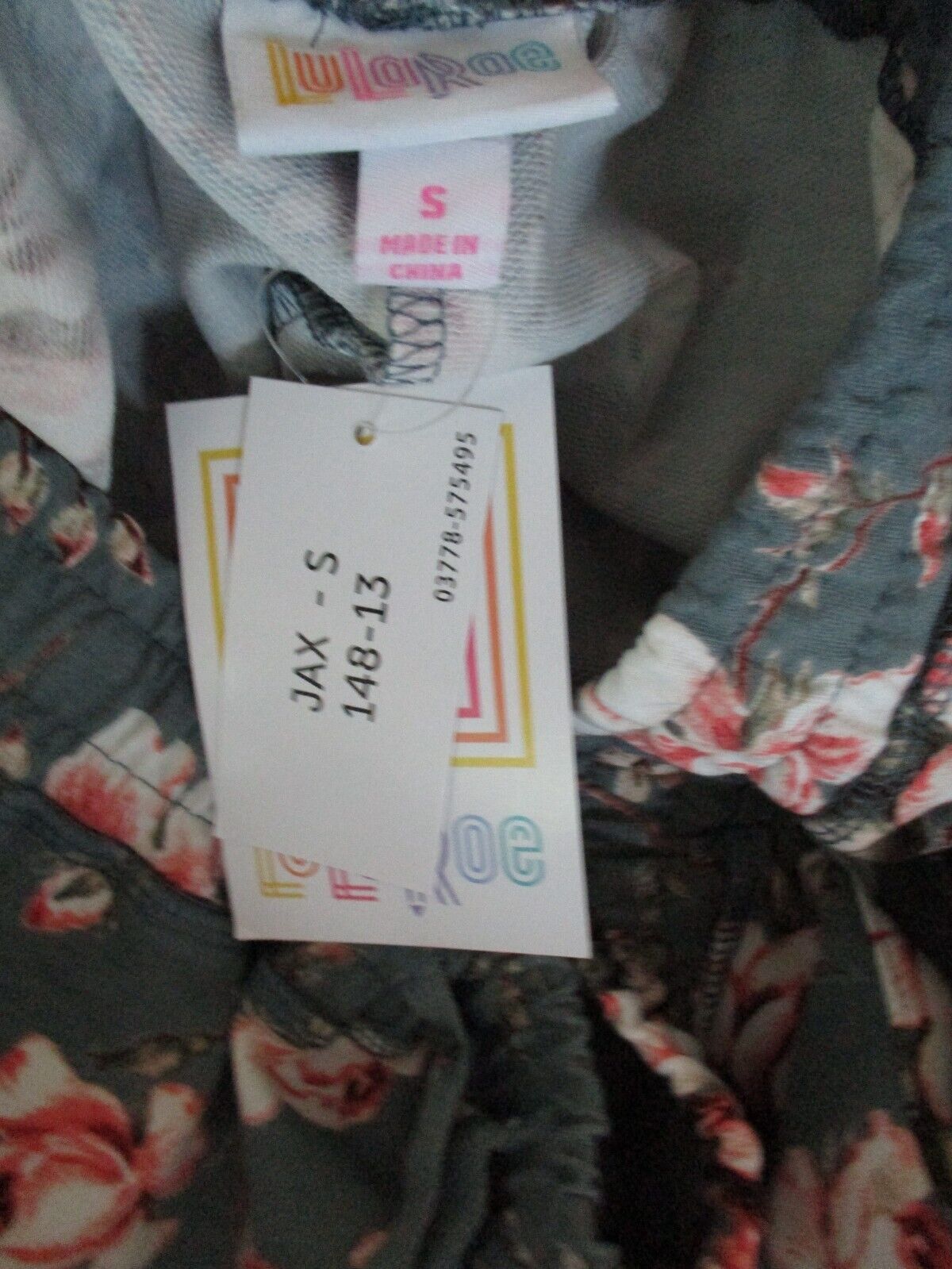 LuLaRoe NWT Jax Small Slate Pink White Green Floral Joggers Sweatpants