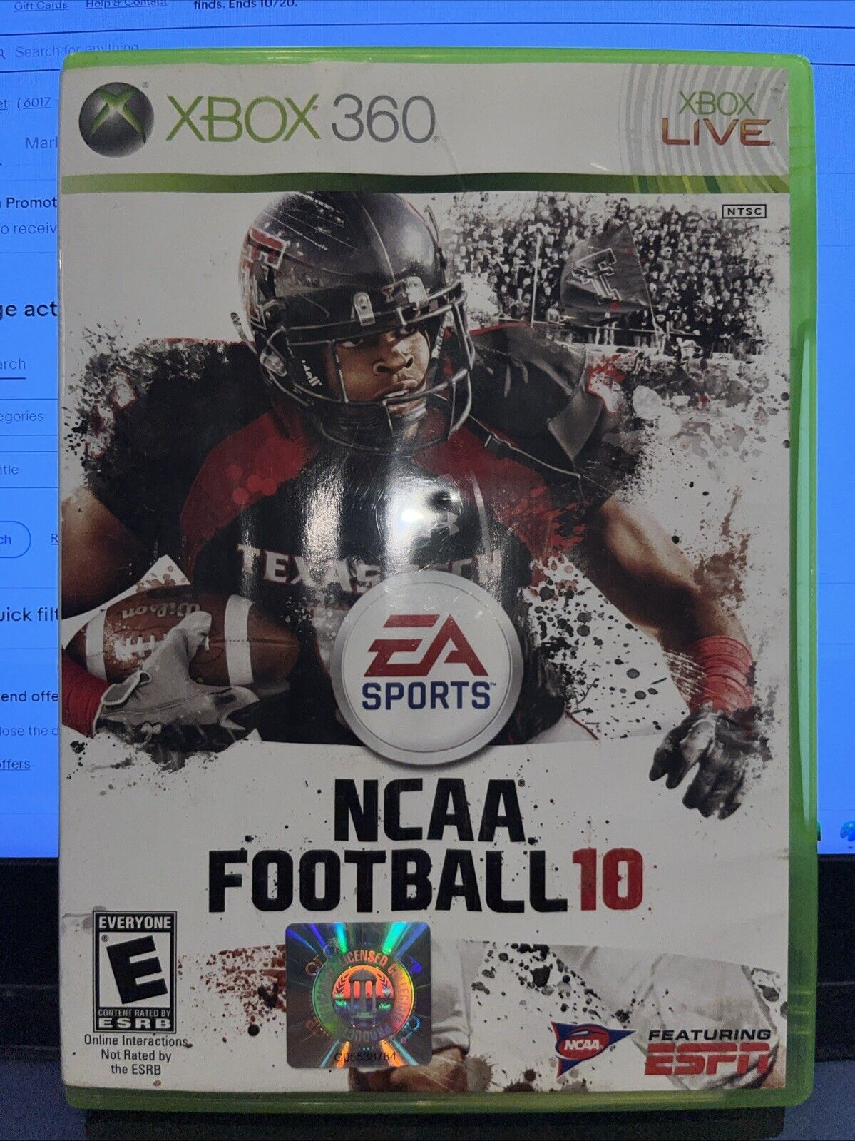 NCAA Football 10 - Microsoft Xbox 360 - Cover Liner Wear.  Tested.