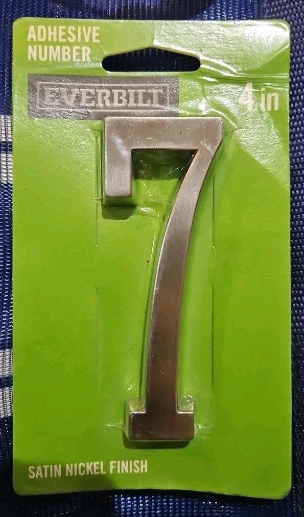 Everbilt Flush Mount Self-Adhesive House Number 7 Satin Nickel 4" 1003112829