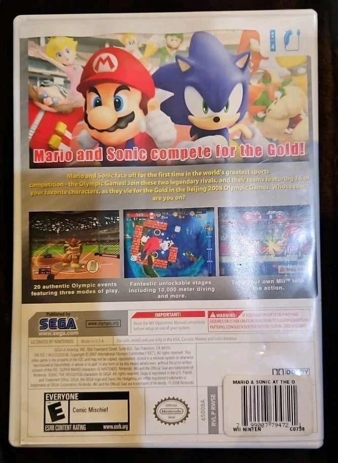 Mario & Sonic at the Olympic Games -(Wii)  No Game. Case + Artwork + Manual OnLY