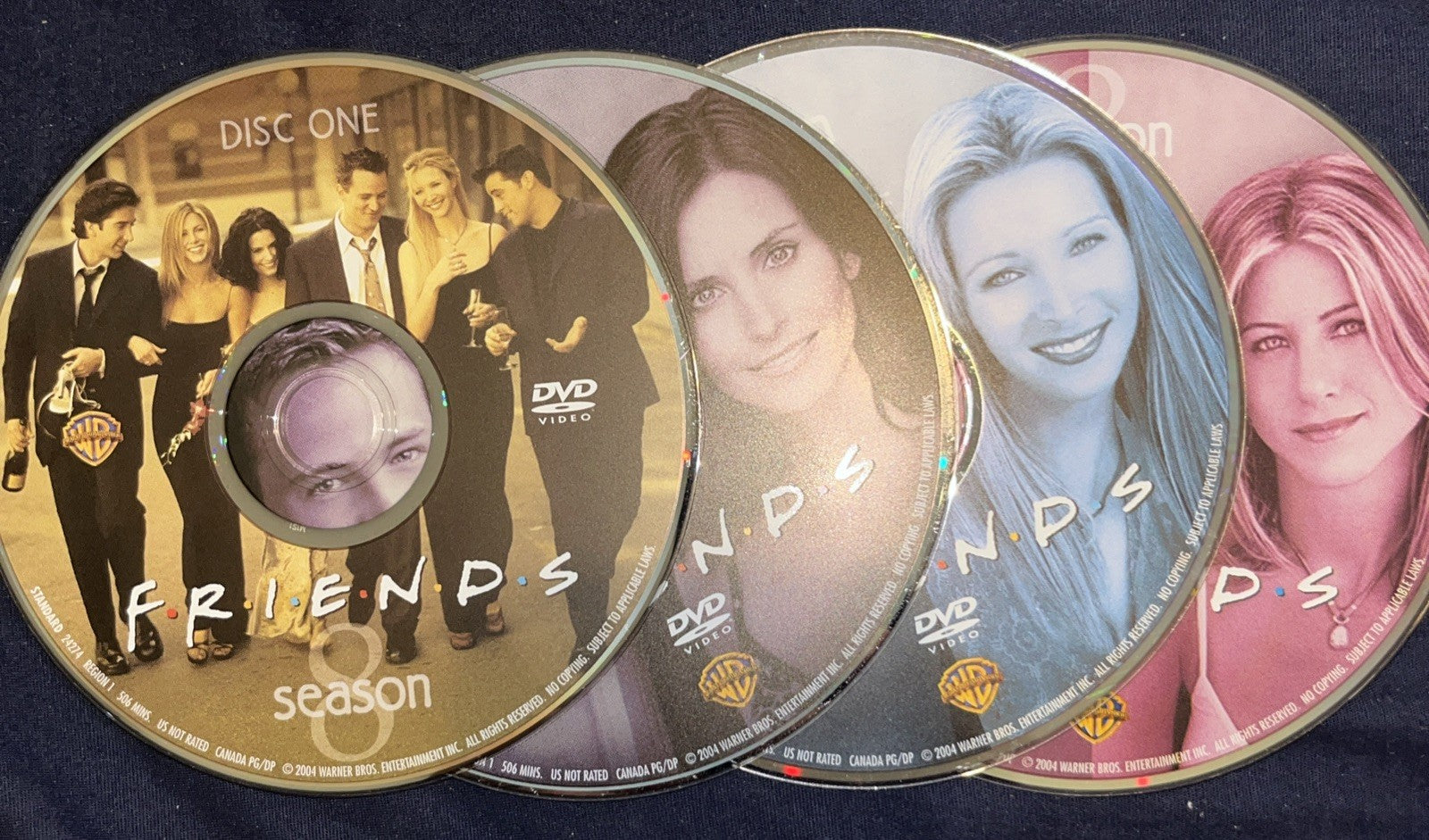 Friends - The Complete Eighth Season (DVD, 2004, 4-Disc Set) Discs Only. Tested