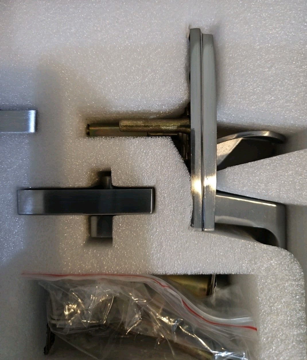 TICONN Heavy Duty Double Front Door Handle & Deadbolt Set - Satin Chrome Finish