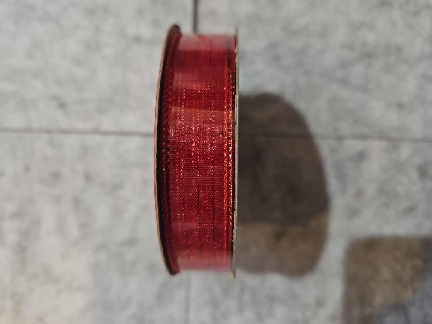 Red Ribbon 5/8 Inch x 9 Feet 55% Nylon 45% Metallic 