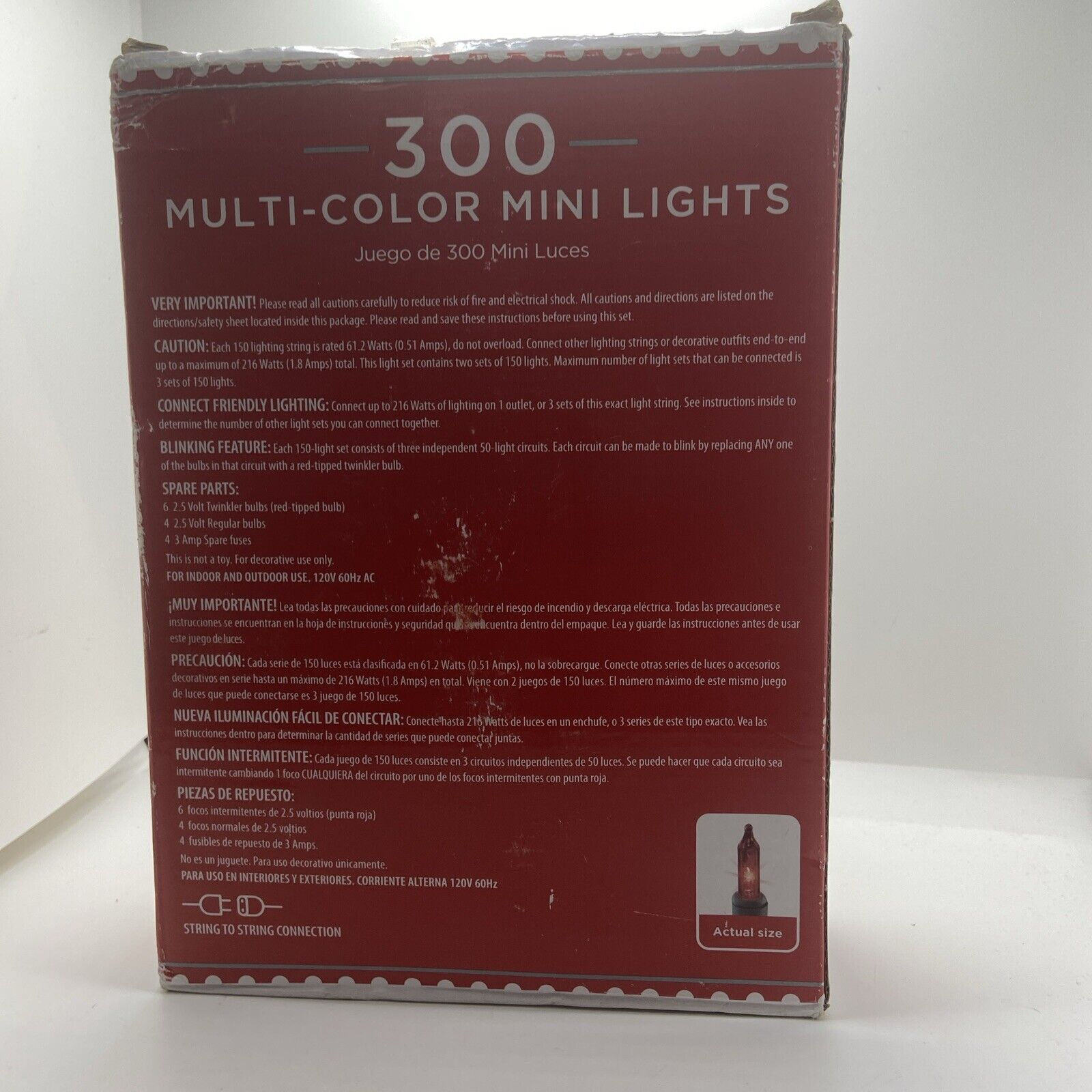Holiday Time 300 Multi-color Mini Lights Green Wire Indoor/Outdoor NIB UL 62.5’