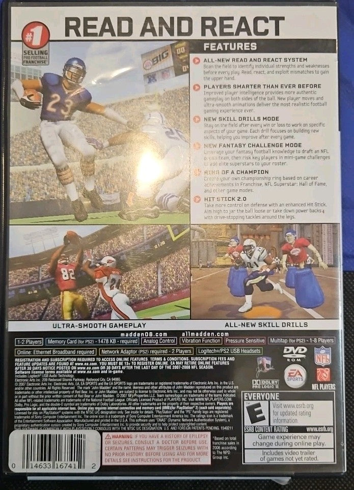 Madden NFL 08 PS2 Complete In Box (Sony Playstation 2, 2007)