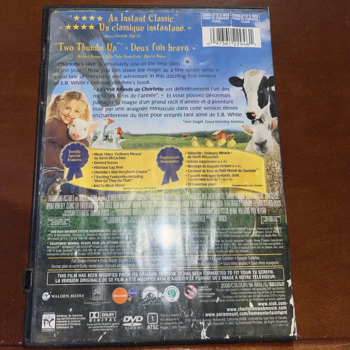 Charlotte's Web (DVD, Full Screen, Canadian) Tested. New Case. ￼