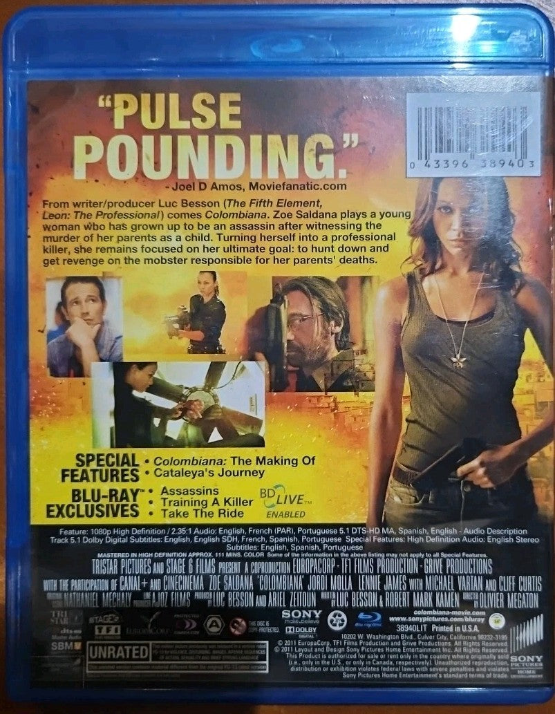 Colombiana (Blu-ray, 2011) New. No Digital Download