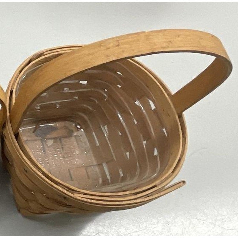 Longaberger Round Basket w/ Clear Insert & New Back Porch Awning Liner ~5"