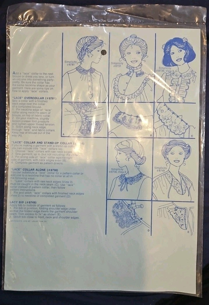 3 Count St. Louis Trimming "Lace" Collar Polyester/Cotton Washable NEW