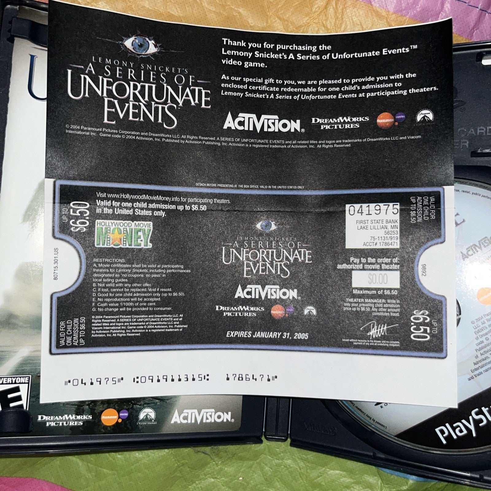 Lemony Snicket's A Series of Unfortunate Events (PS2) Tested. Manual + Promo.