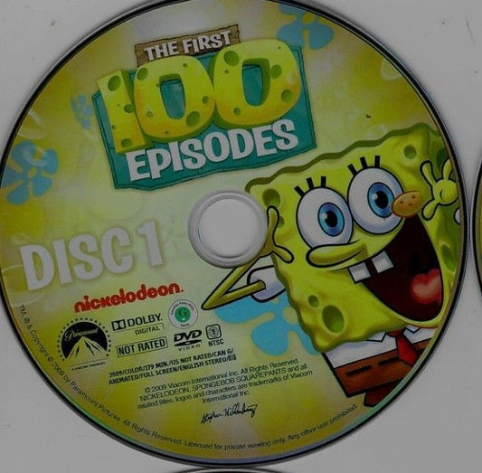 Sponge Bob Square Pants 100 Episodes Replacement  DVDs