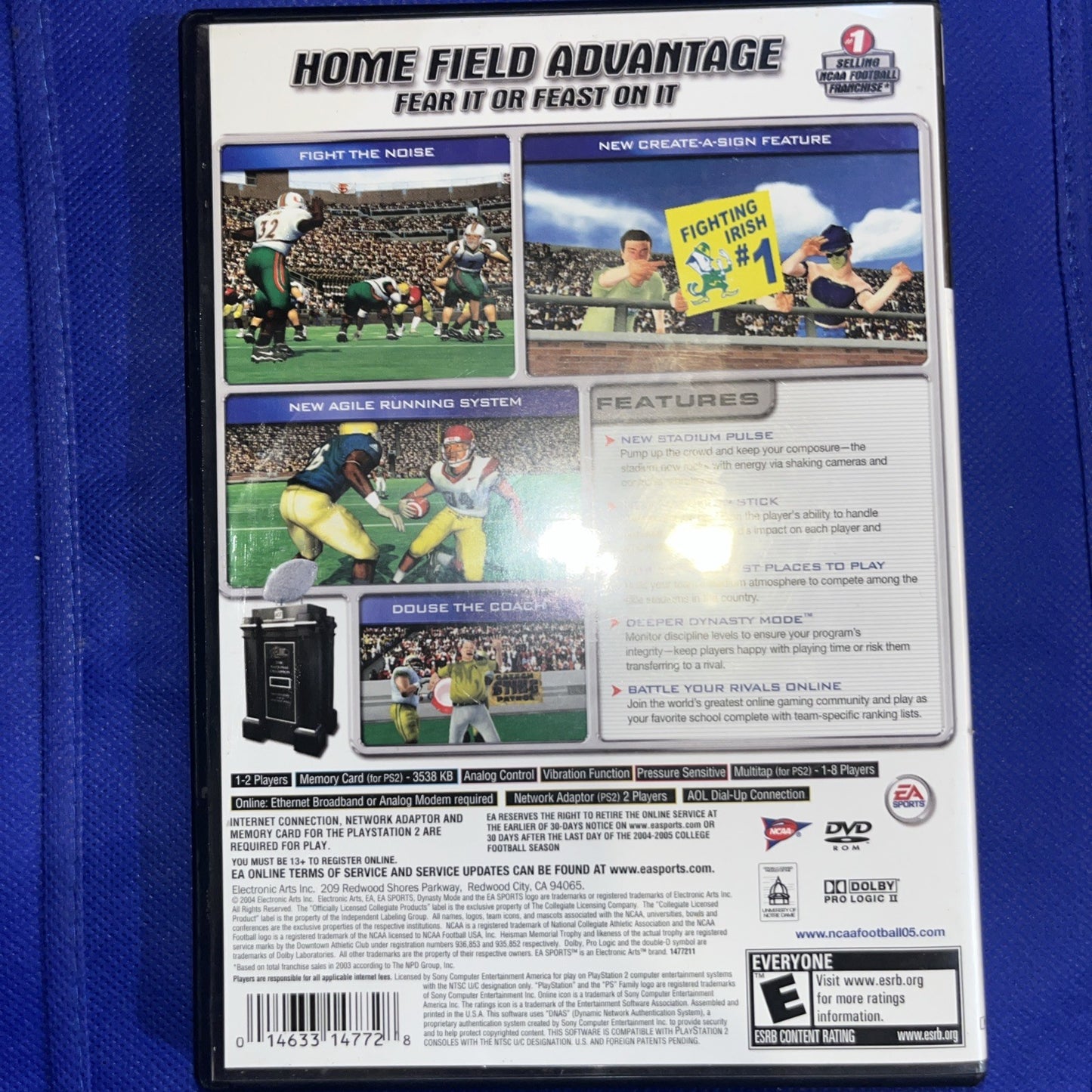 NCAA Football 2005 (PS2) Original Case + Manual + Tested Disc